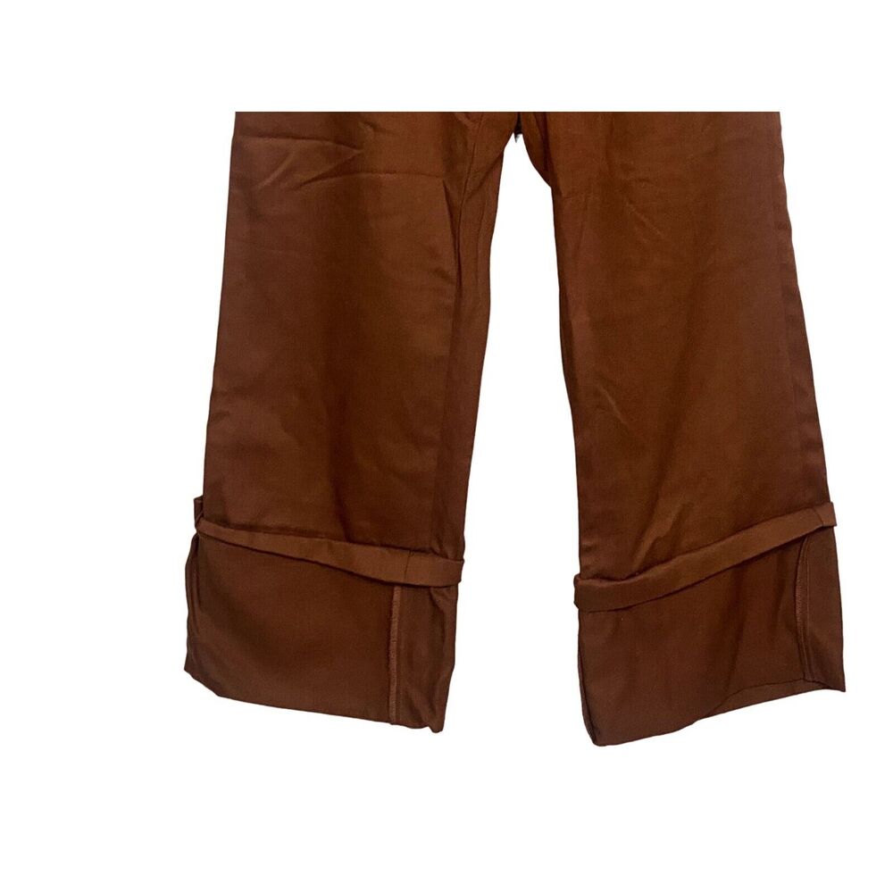ZARA Sleeveless Jumpsuit Turned Up Hem Side Zipup Square Neck Buttons XS Brown - Picture 4 of 14